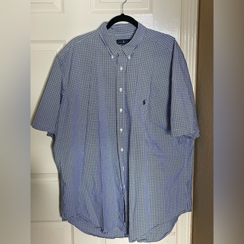 Polo Ralph Lauren Men's Check Blue Shirt, Size 2XLT- Blue​​​​​​​​​​​​​​​ - Picture 8 of 15